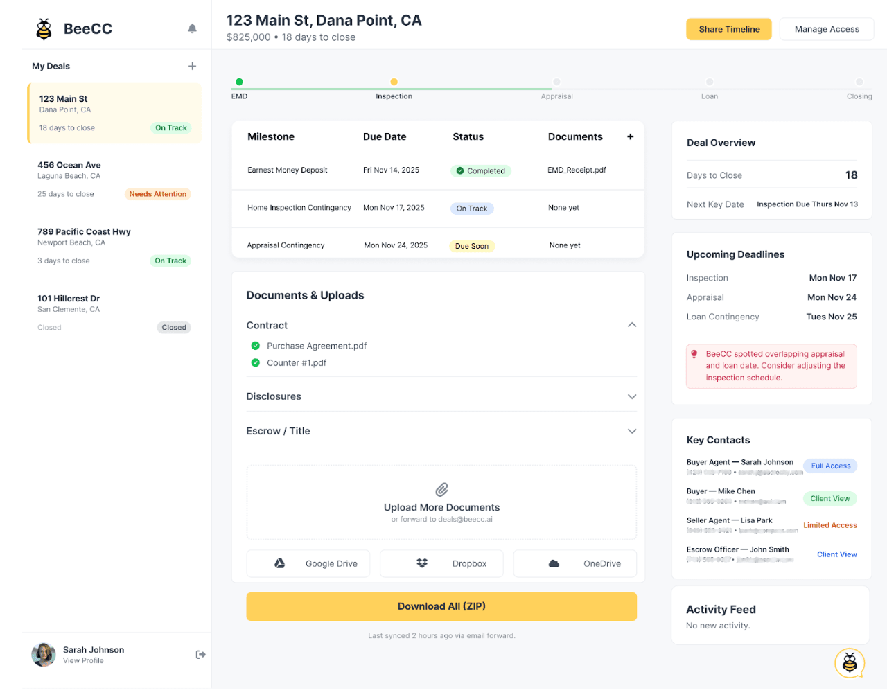 BeeCC Dashboard Screenshot